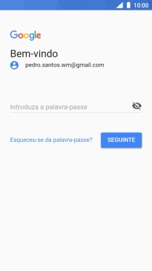 Prima Introduza a palavra-passe e introduza a password da sua conta Google.