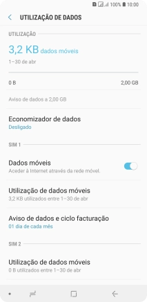 O consumo total de dados é agora mostrado no ecrã.