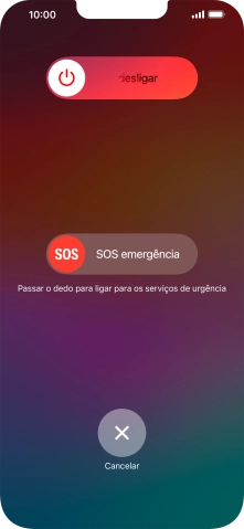 Prima o ícone para desligar e arraste-o para a direita.