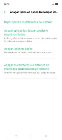 Prima Apagar todos os dados.