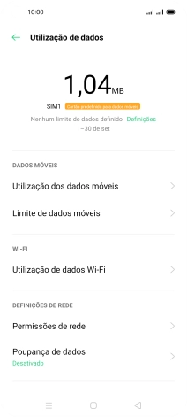 O consumo total de dados é agora mostrado no ecrã.