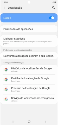 Prima Permissões de aplicações.