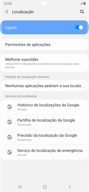 Prima Permissões de aplicações.