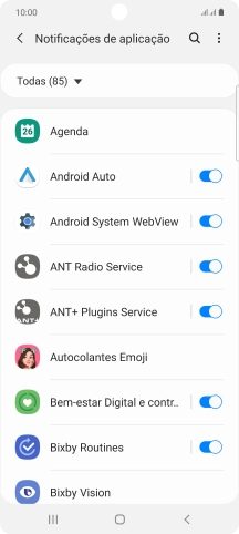 Prima o indicador junto às apps pretendidas para ativar ou desativar a função.