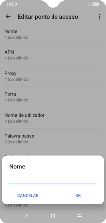Introduza Vodafone Internet e prima OK.