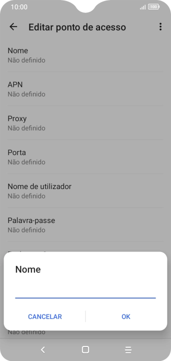 Introduza Vodafone Internet e prima OK.