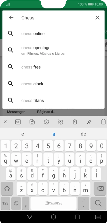 Introduza o nome ou categoria da app pretendida e prima o ícone para pesquisar.