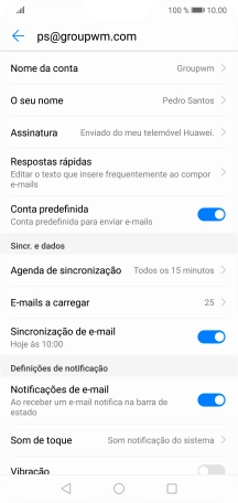 Prima Nome da conta e introduza o nome pretendido da conta de e-mail.