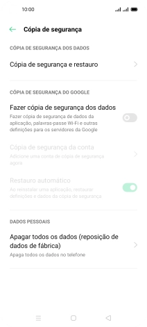 Prima Apagar todos os dados (reposição de dados de fábrica).
