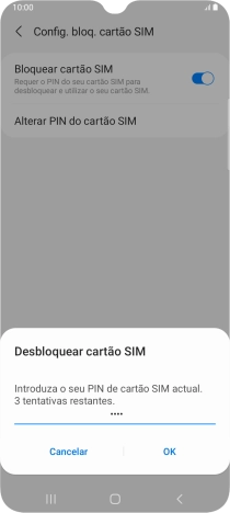 Introduza o seu código PIN e prima OK.