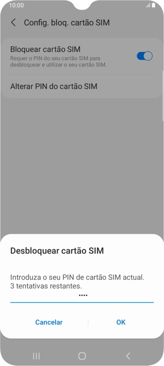 Introduza o seu código PIN e prima OK.