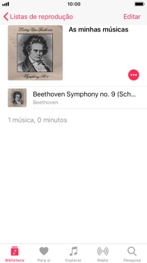 Vá até à categoria ou lista de reprodução pretendida e prima o ficheiro de música pretendido.