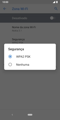 Prima WPA2 PSK para proteger o hotspot Wi-Fi com uma password.
