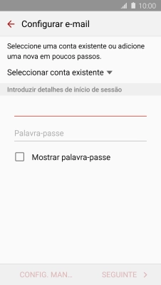 Prima Palavra-passe e introduza a password da sua conta de e-mail.
