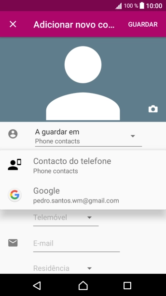 Prima Contacto do telefone.