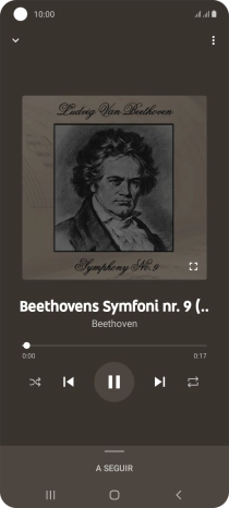 Prima a seta para a direita para ir para o ficheiro de música seguinte.