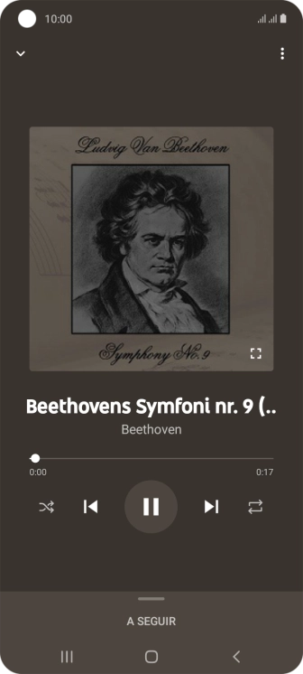Prima a seta para a direita para ir para o ficheiro de música seguinte.