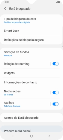 Prima Tipo de bloqueio do ecrã e introduza o código adicional de bloqueio do telefone que criou anteriormente.