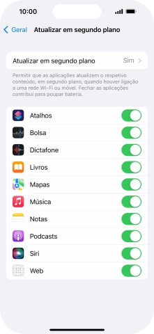 Prima Atualizar em segundo plano.