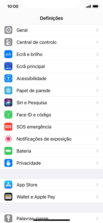 Prima Face ID e código.