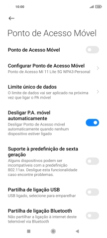 Prima Configurar Ponto de Acesso Móvel.