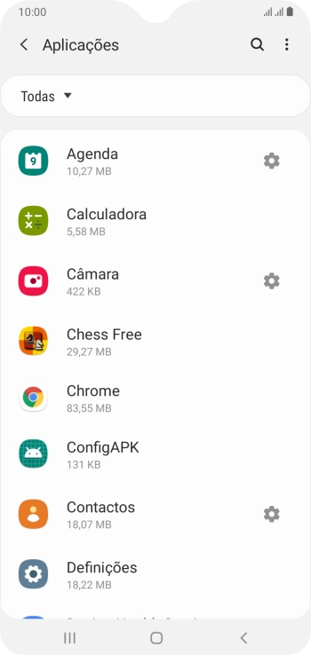 Prima a app pretendida.