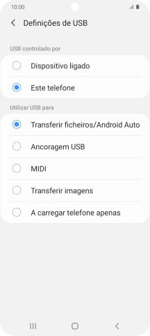 Prima Transferir ficheiros/Android Auto.