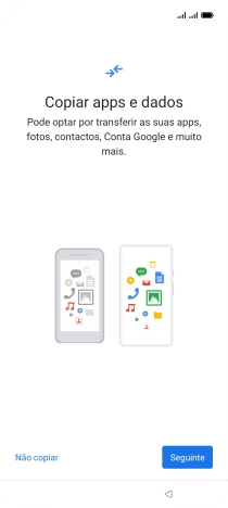 É possível transferir conteúdo de outro telefone quando o telefone for ativado antes da primeira utilização e quando o telefone tiver sido reiniciado. Quando esta imagem for mostrada no ecrã, o telefone está pronto para transferir conteúdo de outro telefone.