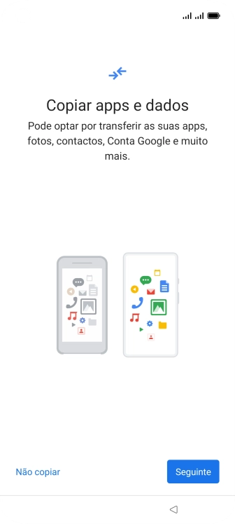 É possível transferir conteúdo de outro telefone quando o telefone for ativado antes da primeira utilização e quando o telefone tiver sido reiniciado. Quando esta imagem for mostrada no ecrã, o telefone está pronto para transferir conteúdo de outro telefone.