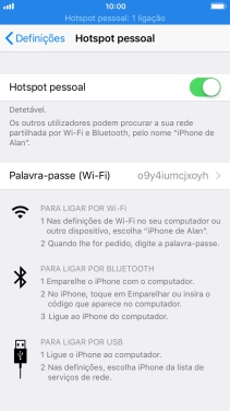 Prima Palavra-passe (Wi-Fi) e introduza a password pretendida.