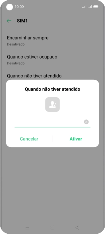 Introduza 123 e prima Ativar.