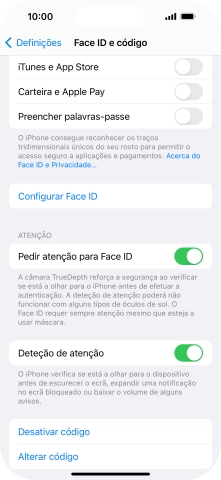 Prima Desativar código, e introduza o código de bloqueio.