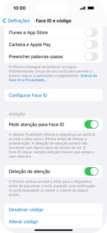 Prima Desativar código, e introduza o código de bloqueio.