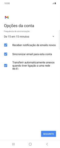 Se o ecrã mostrar esta imagem, a sua conta foi identificada e configurada automaticamente. Siga as indicações no ecrã para introduzir informações adicionais e concluir a configuração.