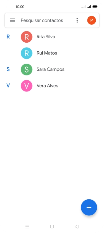 Prima o ícone de novo contacto.
