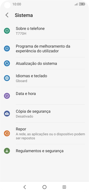 Prima Sobre o telefone.