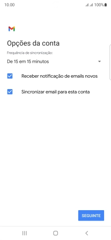 Se o ecrã mostrar esta imagem, a sua conta foi identificada e configurada automaticamente. Siga as indicações no ecrã para introduzir informações adicionais e concluir a configuração.