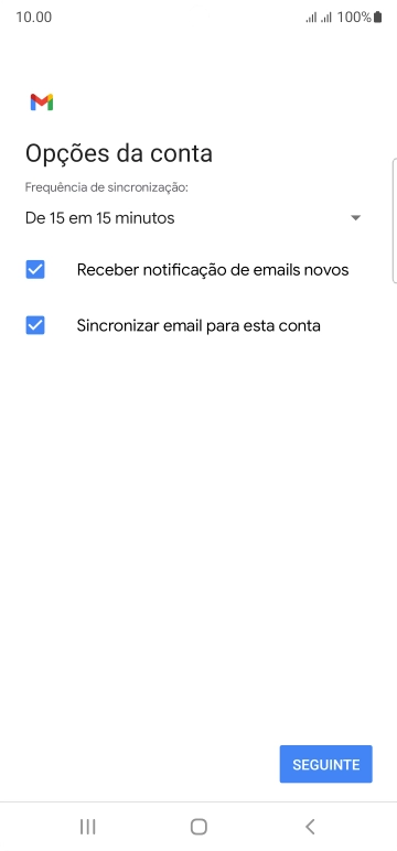 Se o ecrã mostrar esta imagem, a sua conta foi identificada e configurada automaticamente. Siga as indicações no ecrã para introduzir informações adicionais e concluir a configuração.