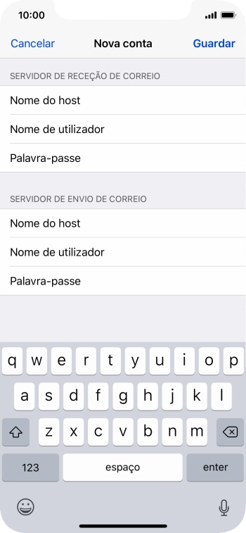 Prima Palavra-passe e introduza a password no servidor de envio do seu fornecedor de e-mail.
