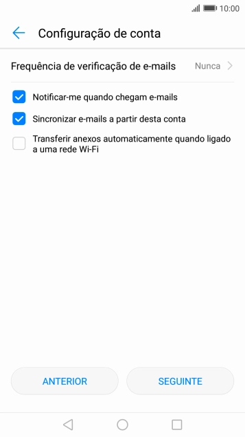 Se o ecrã mostrar esta imagem, a sua conta foi identificada e configurada automaticamente. Siga as indicações no ecrã para introduzir informações adicionais e concluir a configuração.