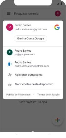 Prima a conta de e-mail pretendida.