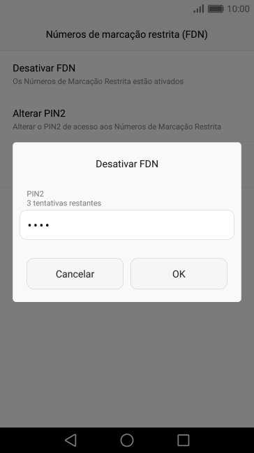 Introduza o código PIN2 e prima OK.