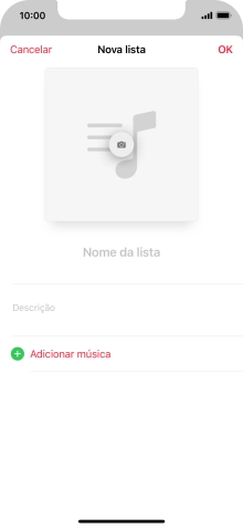 Prima o campo de escrita e introduza o nome da lista de reprodução.