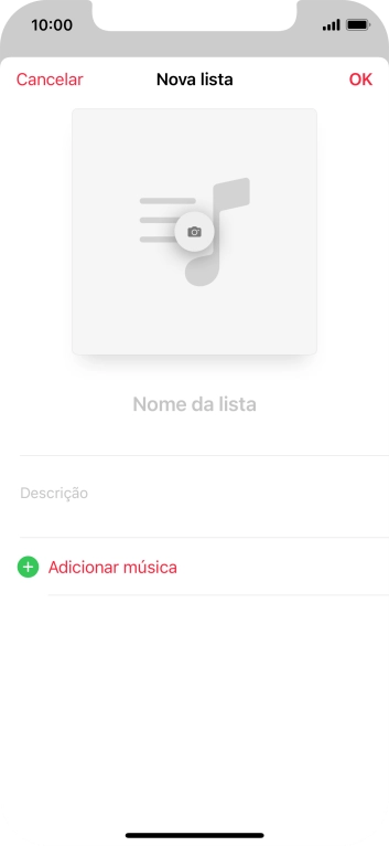 Prima o campo de escrita e introduza o nome da lista de reprodução.