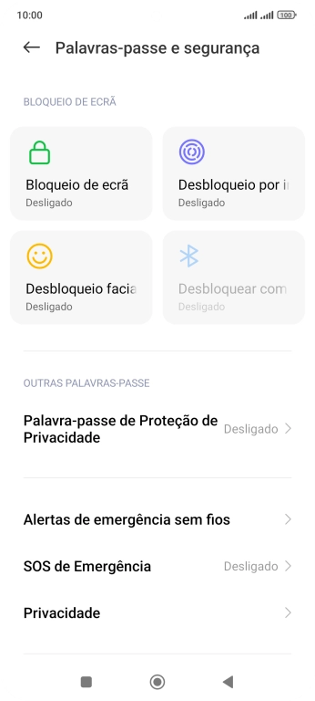 Prima Desbloqueio por impressão digital.
