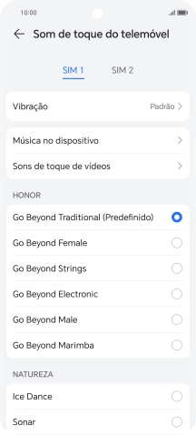 Prima os tons de toque pretendidos para os ouvir.