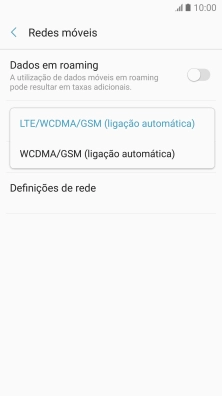 Prima o tipo de rede pretendido.
