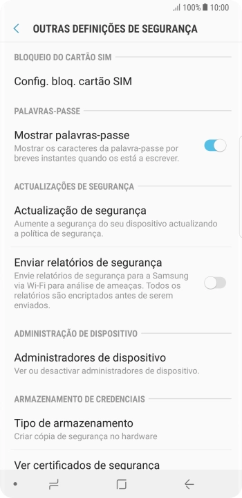 Prima Config. bloq. cartão SIM.