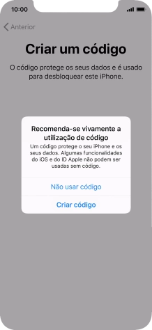 Se desativar a função, prima Não usar código.