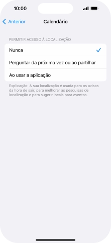 Prima a definição pretendida para ativar ou desativar a função.